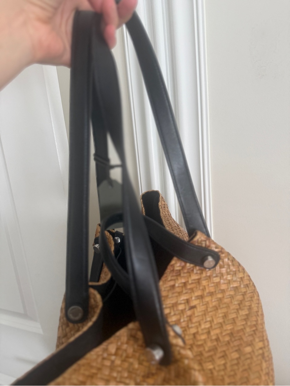 AllSaints allington straw tote in natural - Picture 5 of 12